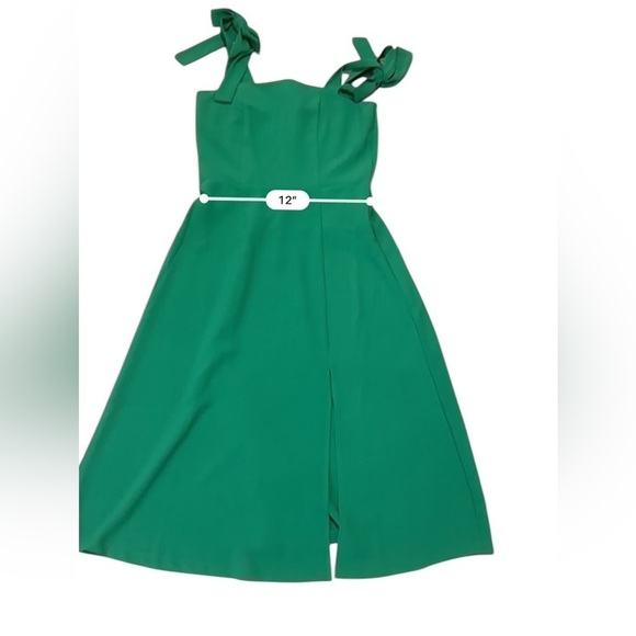 Monteau Women’s Small Green Midi Dress with Bow Straps and Smocked Back - Picture 2 of 10